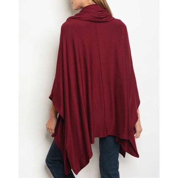 New burgundy cowl neck tunic poncho - Picture 2 of 2